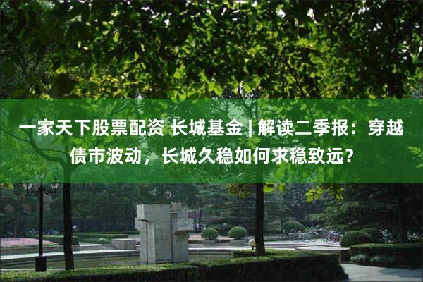 一家天下股票配资 长城基金 | 解读二季报：穿越债市波动，长城久稳如何求稳致远？