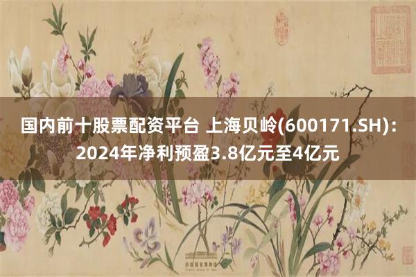 国内前十股票配资平台 上海贝岭(600171.SH)：2024年净利预盈3.8亿元至4亿元