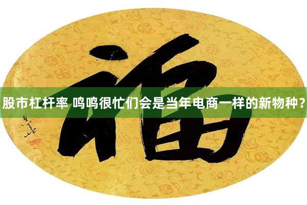 股市杠杆率 鸣鸣很忙们会是当年电商一样的新物种？