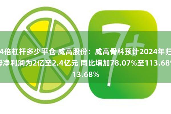 4倍杠杆多少平仓 威高股份：威高骨科预计2024年归母净利润为2亿至2.4亿元 同比增加78.07%至113.68%